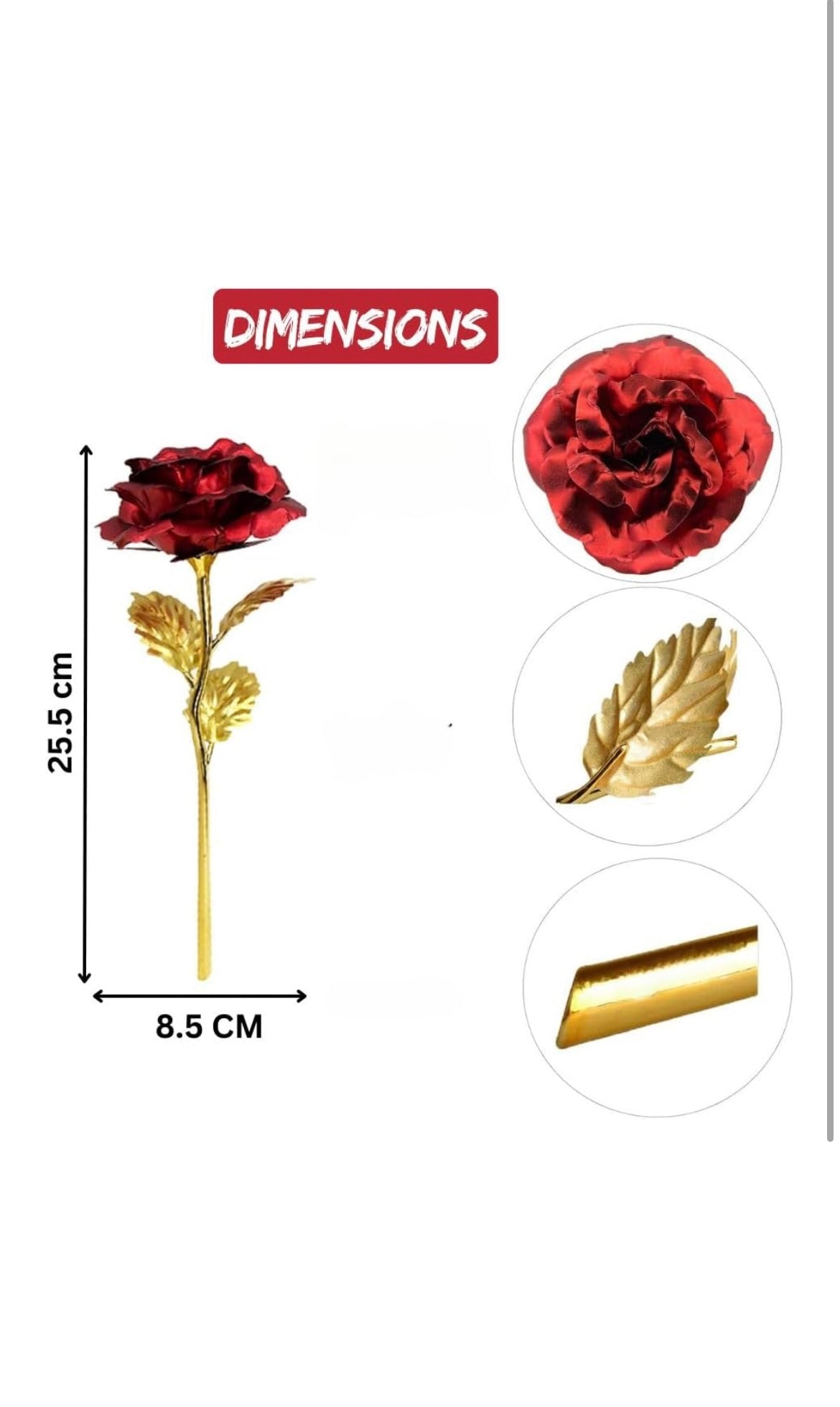 Red Gold Rose Artificial Flower with Gift Box
