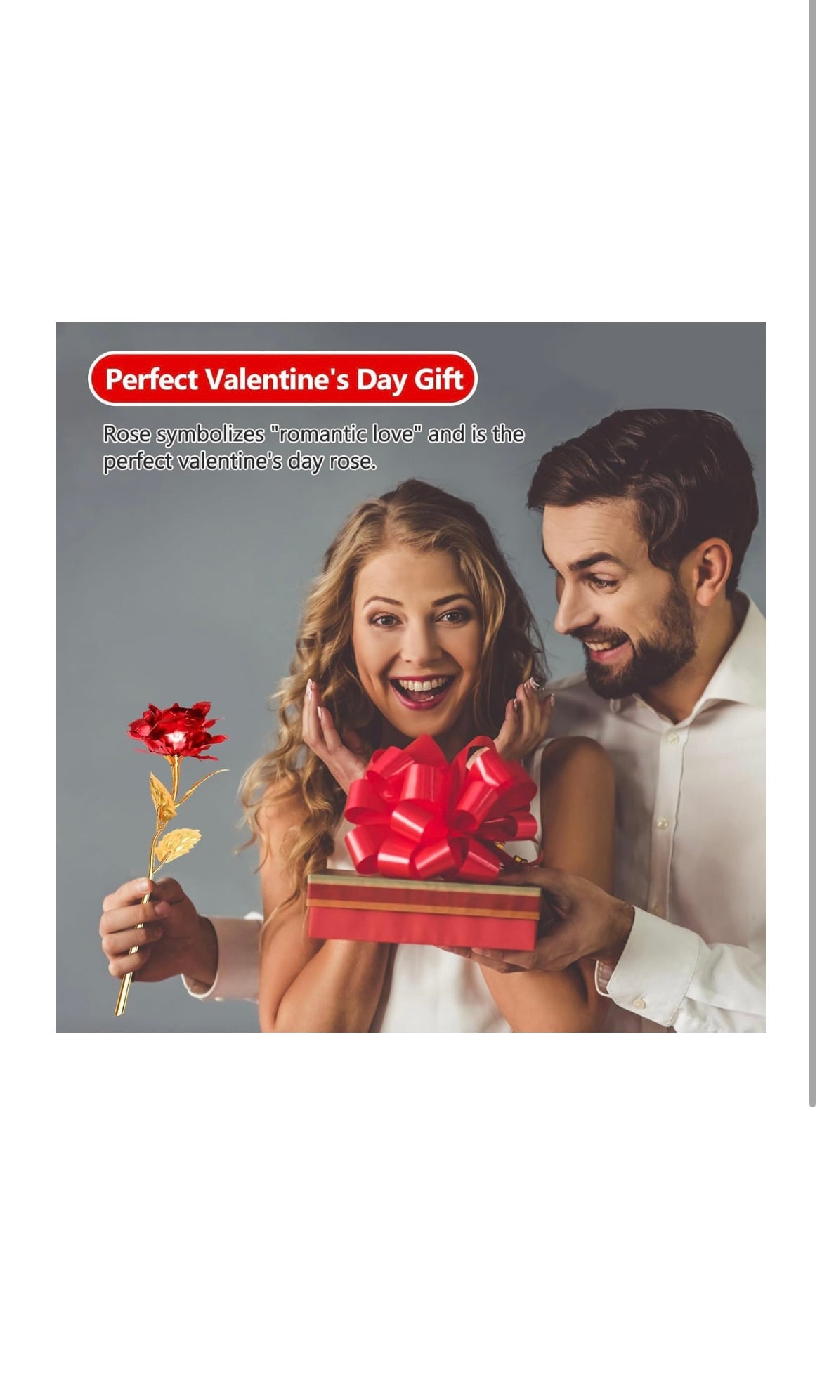 Red Gold Rose Artificial Flower with Gift Box