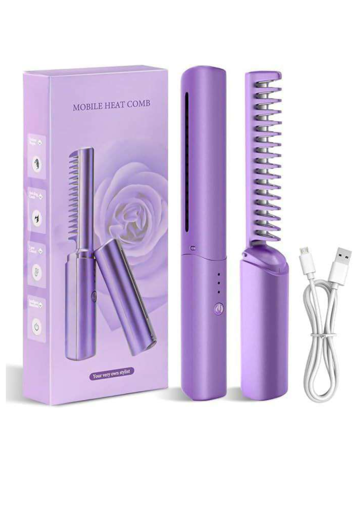 Rechargeable hair straightener comb